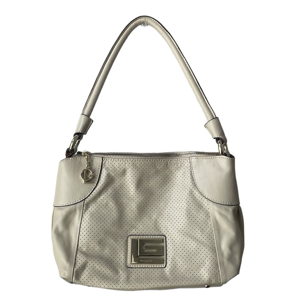 Vintage Guy Laroche Ecru Leather Slouchy  Handbag